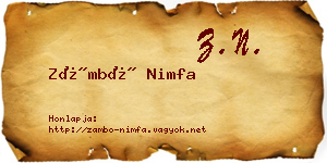 Zámbó Nimfa névjegykártya